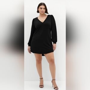 City Chic Qiuero Mini Dress Black. Size 22 XL Long Sleeve